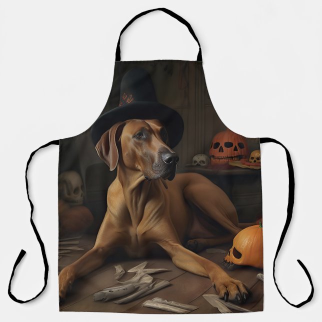 Rhodesian Ridgeback Pumpkins Halloween Scary Apron (Front)