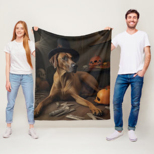 Rhodesian Ridgeback Pumpkins Halloween Scary Fleece Blanket