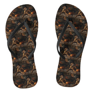 Rhodesian Ridgeback Pumpkins Halloween Scary Flip Flops