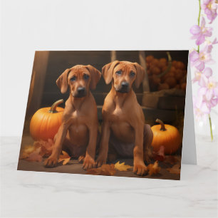 Rhodesian Ridgeback Puppy Autumn Delight Pumpkin Card