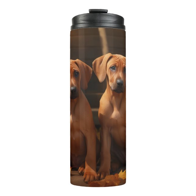 Rhodesian Ridgeback Puppy Autumn Delight Pumpkin  Thermal Tumbler (Front)