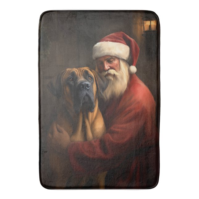 Rhodesian Ridgeback Santa Claus Festive Christmas Bath Mat (Front Vertical)