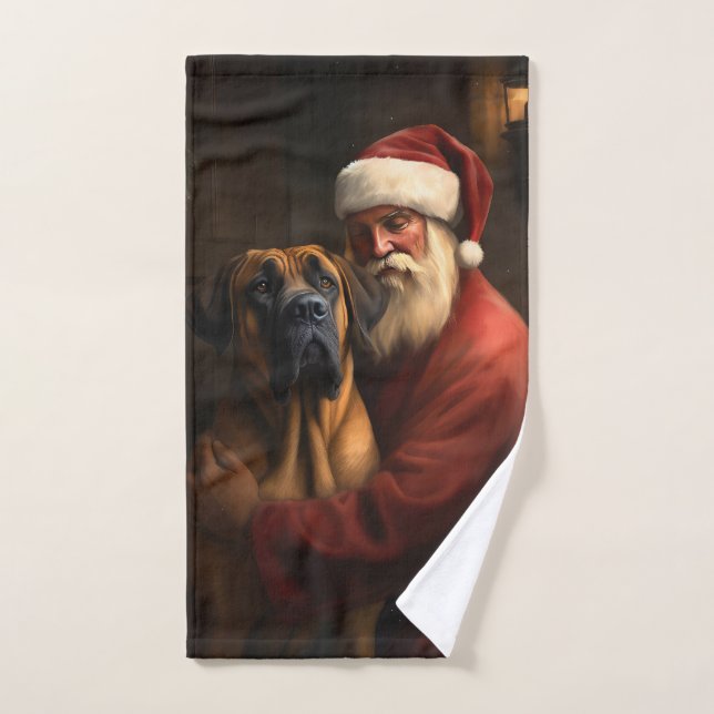 Rhodesian Ridgeback Santa Claus Festive Christmas Bath Towel Set (Hand Towel)