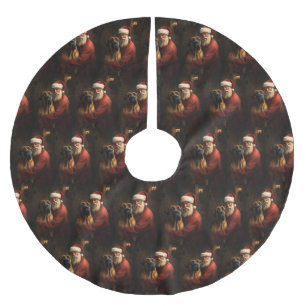 Rhodesian Ridgeback Santa Claus Festive Christmas Brushed Polyester Tree Skirt