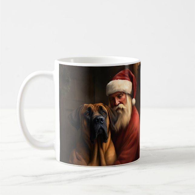 Rhodesian Ridgeback Santa Claus Festive Christmas Coffee Mug (Left)