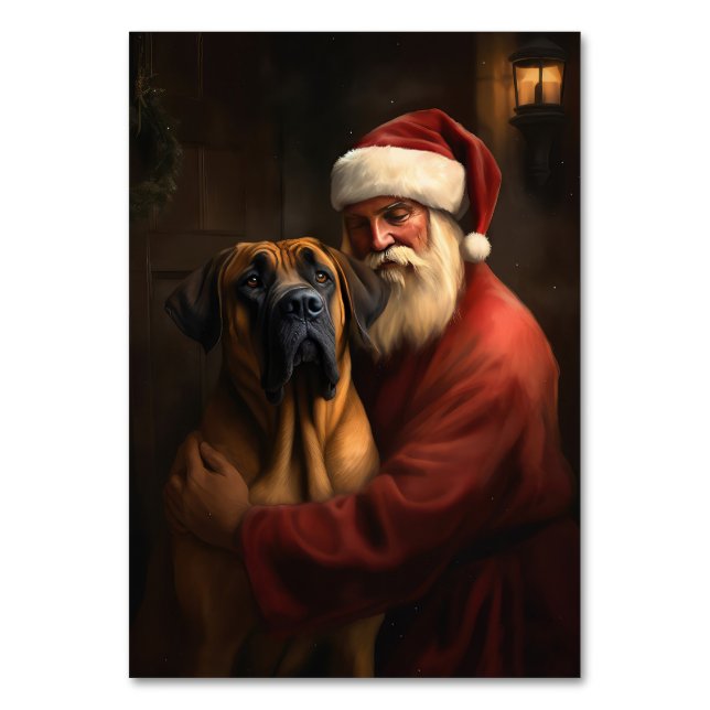 Rhodesian Ridgeback Santa Claus Festive Christmas Table Number (Front)
