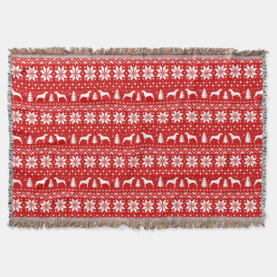 Rhodesian Ridgeback Silhouettes Christmas Pattern Throw Blanket
