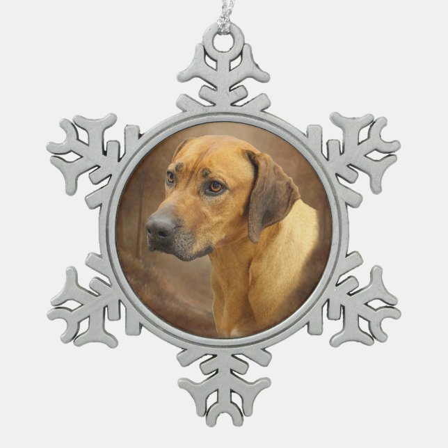 Rhodesian Ridgeback Snowflake Pewter Christmas Ornament (Front)