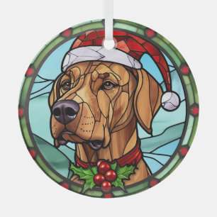 Rhodesian Ridgeback Stained Glass Christmas Ornament