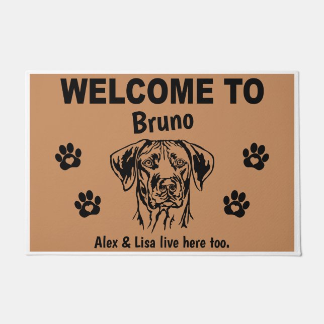 Rhodesian Ridgeback Welcome Personalized Custom  Doormat (Front)