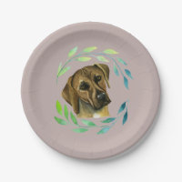 Rhodesian Ridgeback with a Wreath Watercolor