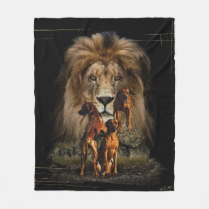 Rhodesian Ridgeback with Lion    Fleece Blanket