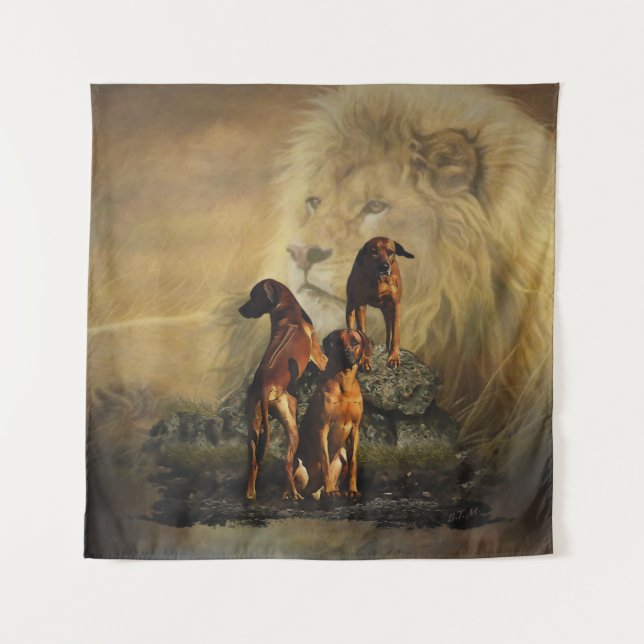 Rhodesian Ridgeback with Lion Tapestry (Front)