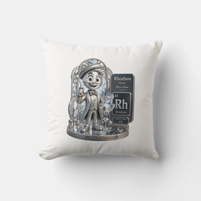 Rhodium character from the ATOMIVRA™ Throw Pillow (Front)