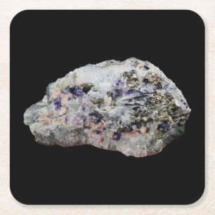 Rhodochrosite Pyrite Fluorite Tourmaline Coaster