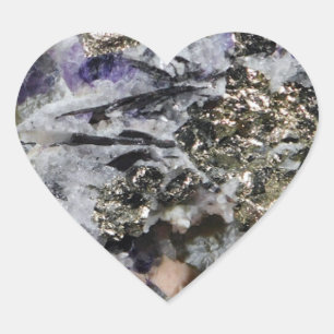 Rhodochrosite Pyrite Fluorite Tourmaline Heart Sticker