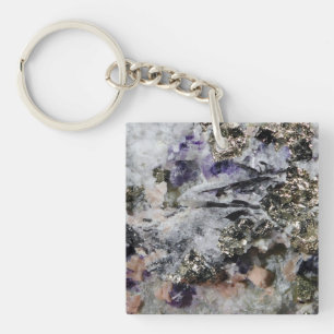 Rhodochrosite Pyrite Fluorite Tourmaline Keychain