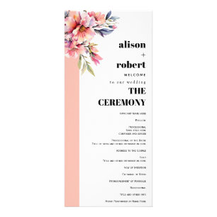Rhododedron peach-pink flowers wedding program