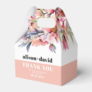 Rhododendron and flowers bold typography wedding favor box