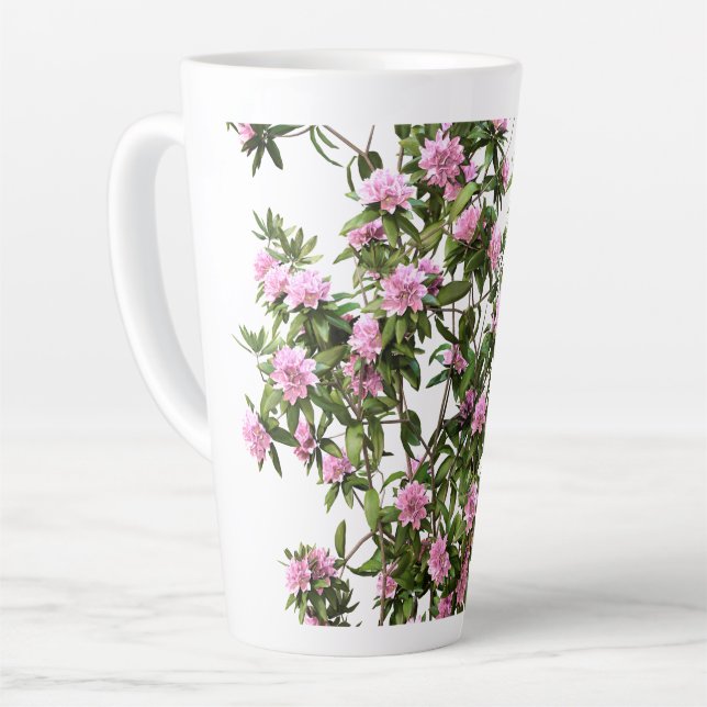 Rhododendron Botanical Flower Latte Mug (Left Angle)