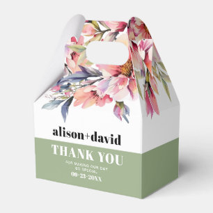 Rhododendron branch flowers typography wedding favor box