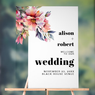 Rhododendron branch with flowers wedding WELCOME Acrylic Sign