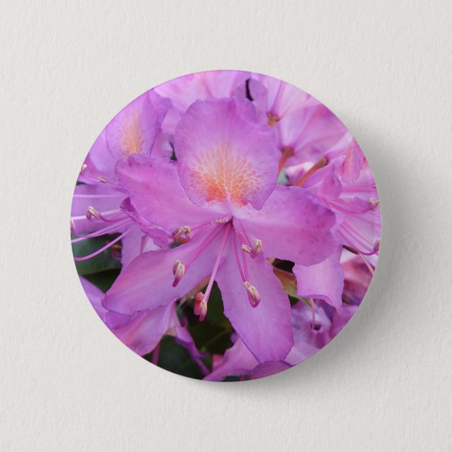 Rhododendron Flower Badge 2 Inch Round Button (Front)