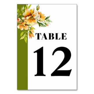 Rhododendron orange yellow flowers wedding table number