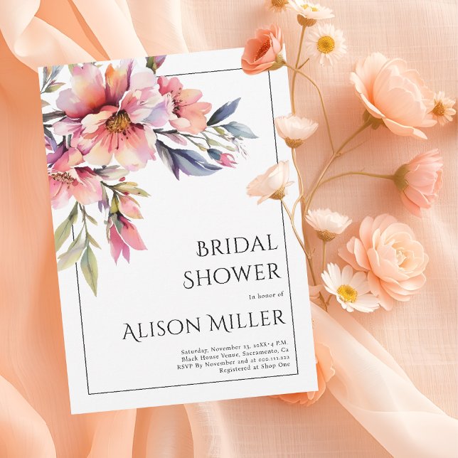 Rhododendron peach-pink flowers bridal shower invitation (Creator Uploaded)