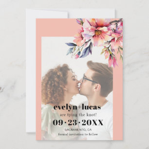 Rhododendron with peach flowers photo wedding save the date