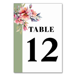 Rhododendron with peach pink flowers wedding table number