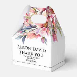 Rhododenron flowers black typography wedding favor box