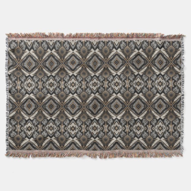 Rhomb Beige Texture Throw Blanket (Front)