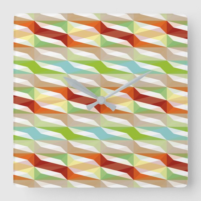rhomben/zickzack-pattern/fractal/muster-colorful square wall clock (Front)