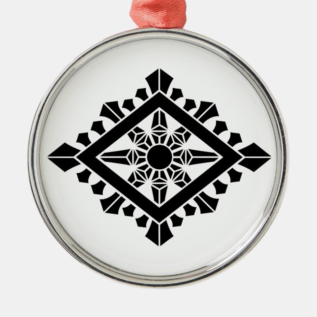 Rhombic dharma chakra metal ornament (Front)
