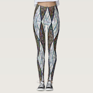 rhomboid plaid pattern leggings