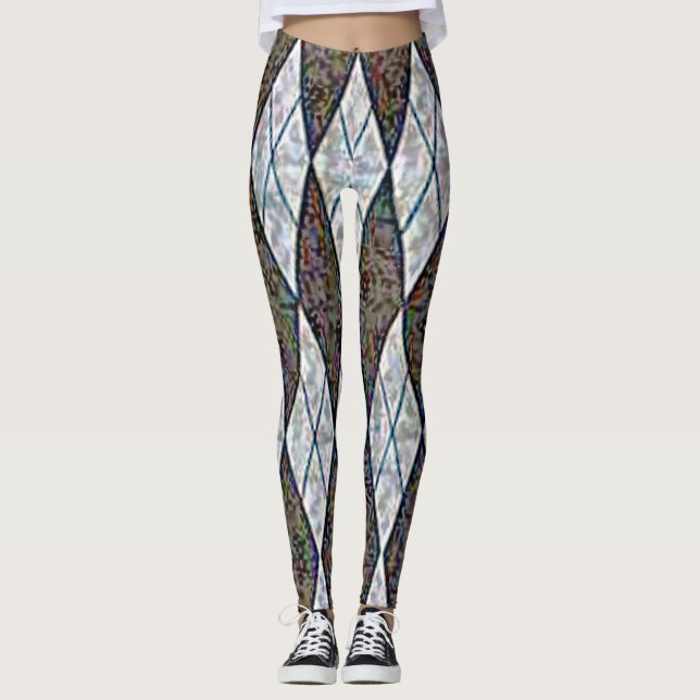 rhomboid plaid pattern leggings (Front)