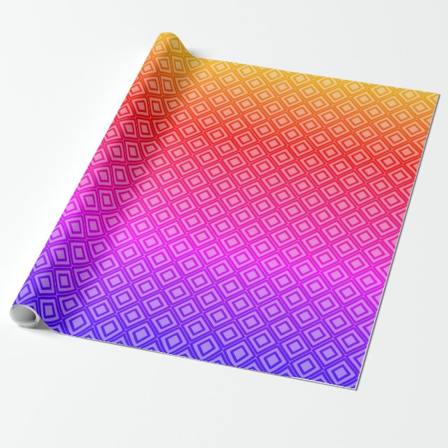 Rhombus blue orange wrapping paper (Unrolled)