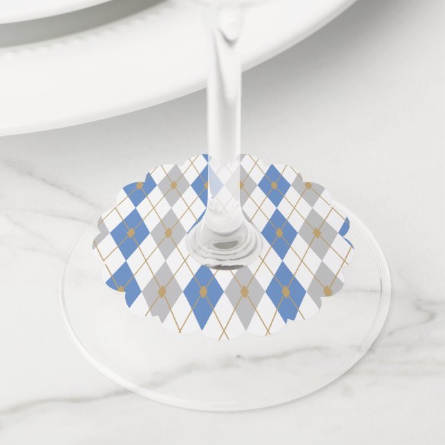 Rhombus Colour Combination 2 Wine Glass Tag (Close Up)