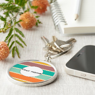 Rhombus rows abstract design keychain