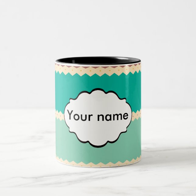 Rhombus rows abstract design Two-Tone coffee mug (Center)