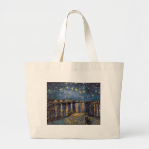 Rhone Riverfront Starry Night River View Large Tote Bag