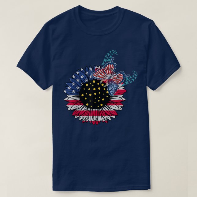 RHOPALOCERA usa flag 4th of july funny merican gir T-Shirt (Design Front)