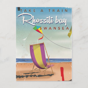 Rhossili bay, Swansea vintage travel poster Postcard
