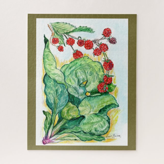 Rhubarb and Raspberries Jigsaw Puzzle (Vertical)