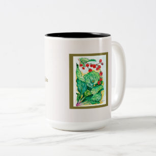 Rhubarb and Raspberries Two-Tone Coffee Mug