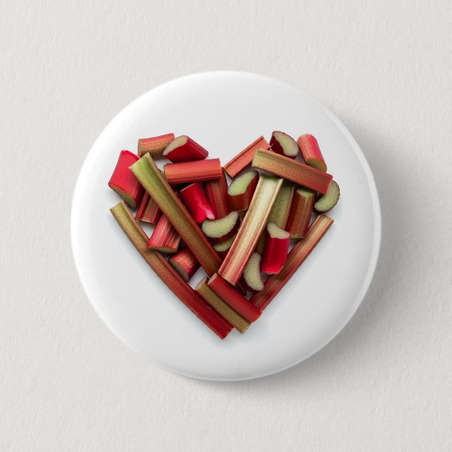 Rhubarb Heart 2 Inch Round Button (Front)