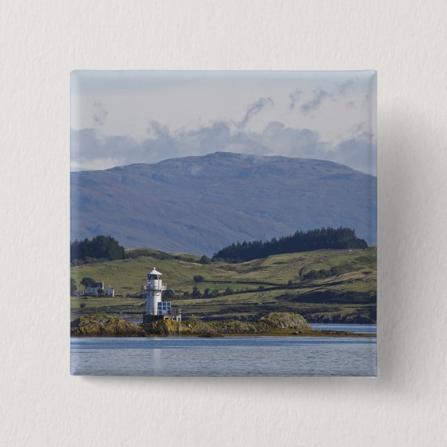 Rhue Lighthouse 2 Inch Square Button (Front)