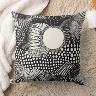 Rhythm in Black and White – Abstract Monochrome Throw Pillow