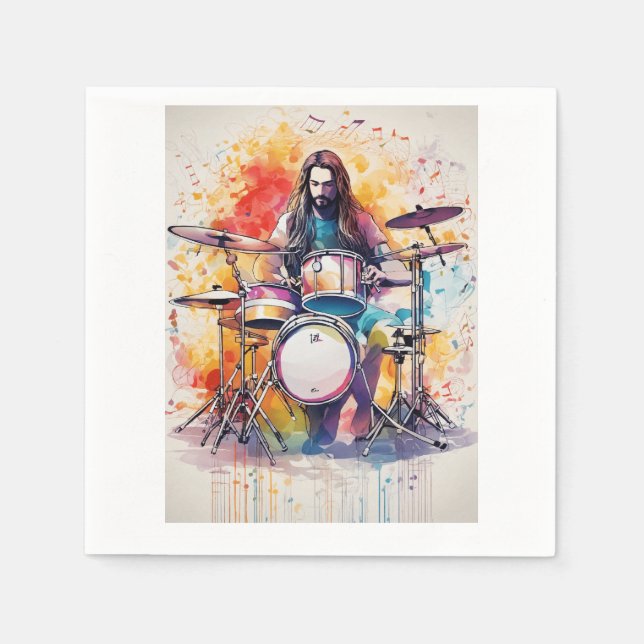 Rhythm in Motion: Drummer Performance Poste Napkin (Front)